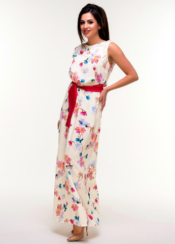 Светло-бежевое кэжуал платье Olsa с цветочным принтом