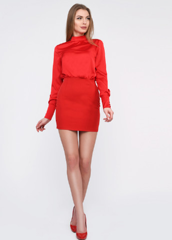Яскраво-червона коктейльна сукня коротка Carica однотонна