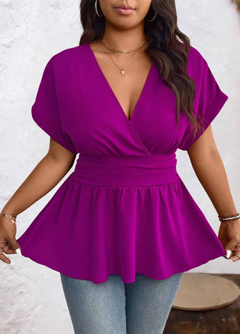 Фиолетовая блуза с баской SHEIN