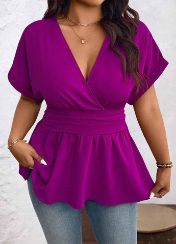 Фиолетовая блуза с баской SHEIN