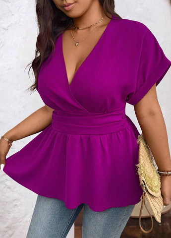 Фиолетовая блуза с баской SHEIN