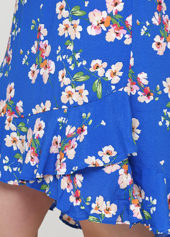 Синее кэжуал платье клеш Mango с цветочным принтом