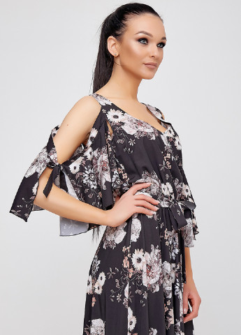 Черное кэжуал платье ST-Seventeen с цветочным принтом
