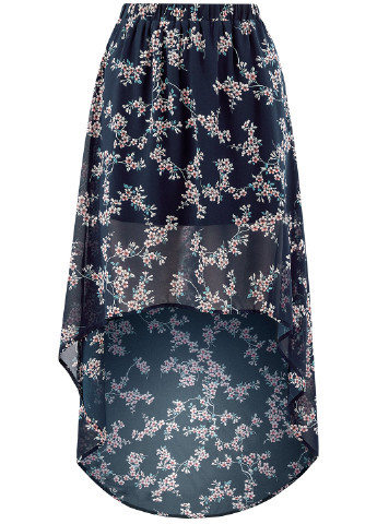 Черная кэжуал цветочной расцветки юбка Oodji миди