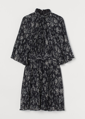 Чорна повсякденний сукня кльош H&M з малюнком