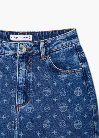 Синяя джинсовая с рисунком юбка Cropp