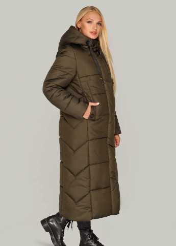Оливкова (хакі) зимня куртка-пальто сандра MioRichi