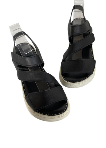 Черные босоножки ALTURA на липучке с белой подошвой