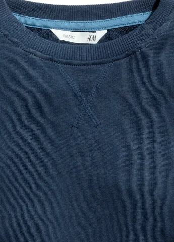 H&M свитшот однотонный темно-синий кэжуал