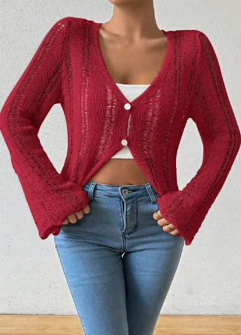 Бордовый демисезонный кардиган SHEIN