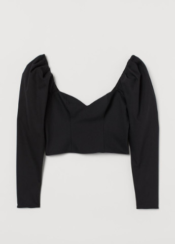 Черная летняя блузка с вырезом сердечком H&M