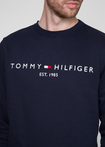 Свитшот Tommy Hilfiger - Прямой крой надпись темно-синий кэжуал хлопок - (184030661)