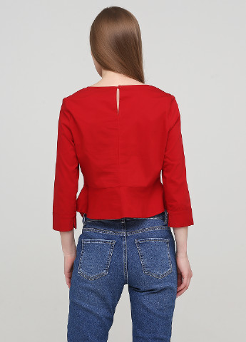 Красная демисезонная блуза с баской Only