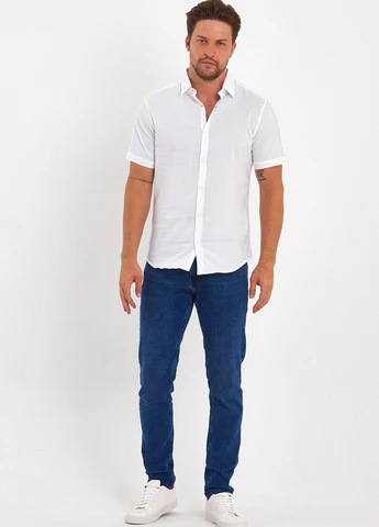 Белая кэжуал рубашка однотонная Trend Collection