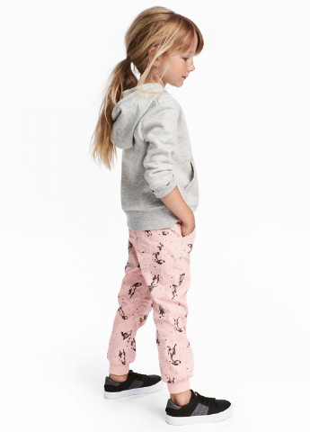 Розовые кэжуал демисезонные со средней талией брюки H&M