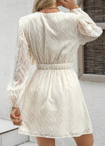 Кремовое кэжуал платье клеш, на запах SHEIN однотонное