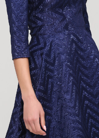 Темно-синее кэжуал платье с юбкой-солнце NikTan с геометрическим узором