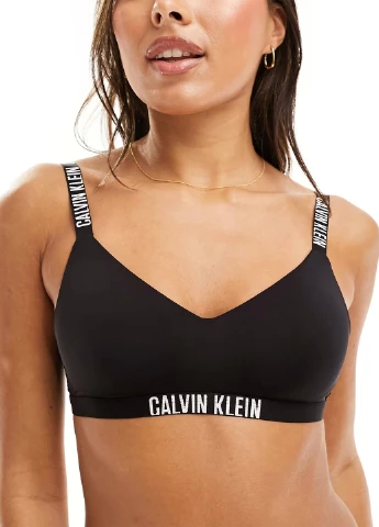 Чёрный бралетт бюстгальтер Calvin Klein без косточек полиамид