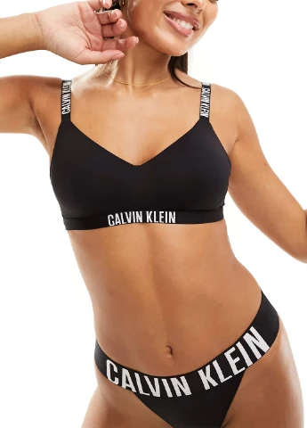 Чёрный бралетт бюстгальтер Calvin Klein без косточек полиамид