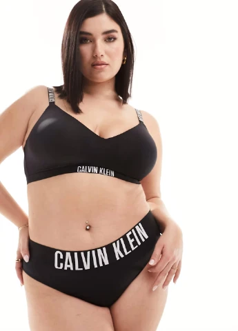 Чёрный бралетт бюстгальтер Calvin Klein без косточек полиамид