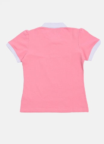 Розовая детская футболка-поло для девочки Miss Kiss с логотипом