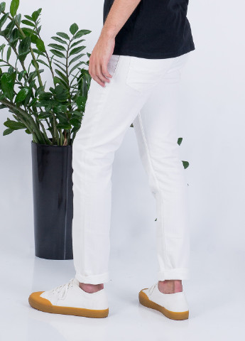 Белые демисезонные зауженные джинсы Jack & Jones