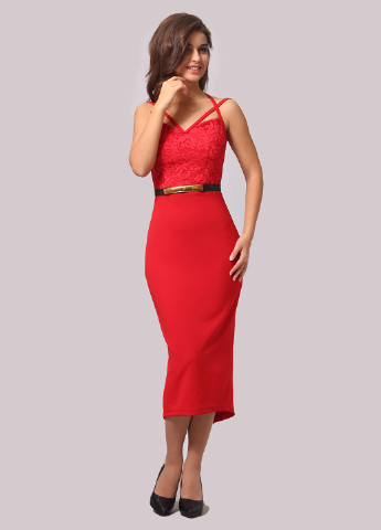 Красное коктейльное платье футляр Lila Kass