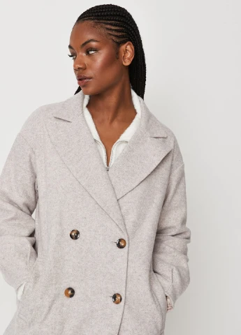 Сіре демісезонне Пальто двобортне Missguided