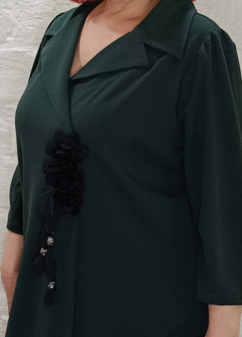 Темно-зеленое кэжуал платье платье-жакет Darkwin однотонное