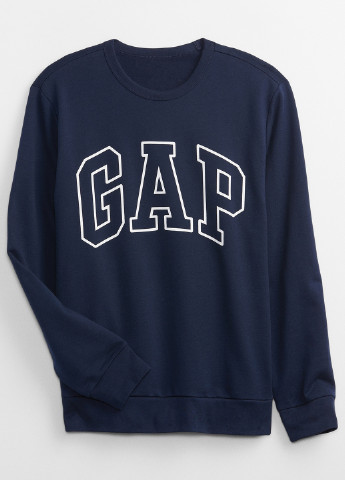 Свитшот Gap - Прямой крой надпись темно-синий кэжуал хлопок, трикотаж - (257051927)