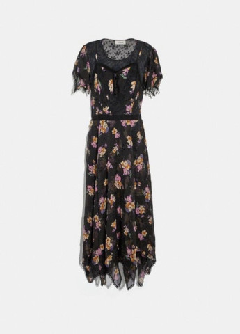 Чорна кежуал сукня Coach з квітковим принтом