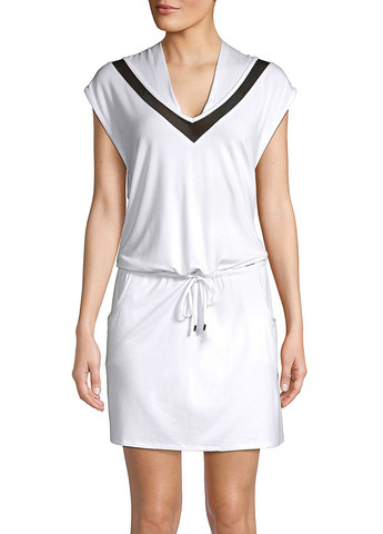 Белое кэжуал платье платье-футболка Calvin Klein колор блок