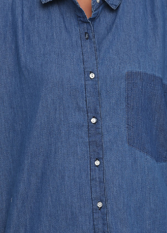 Синяя джинсовая рубашка однотонная Casual
