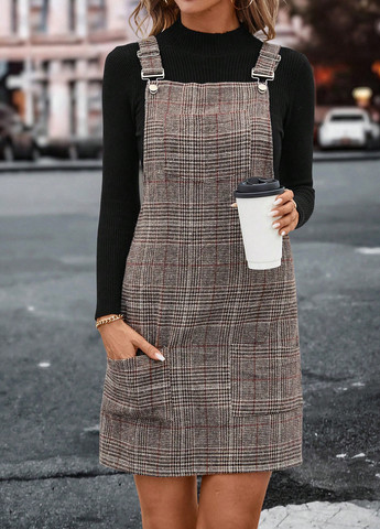 Демисезонный женский сарафан SHEIN в клеточку