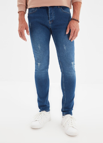 Светло-синие демисезонные зауженные джинсы Trendyol