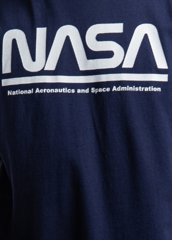 Чорний лонгслів з логотипом Nasa однотонний темно-синій кежуали