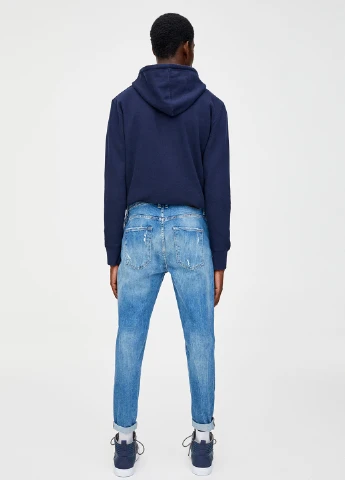 Голубые демисезонные зауженные джинсы Pull & Bear