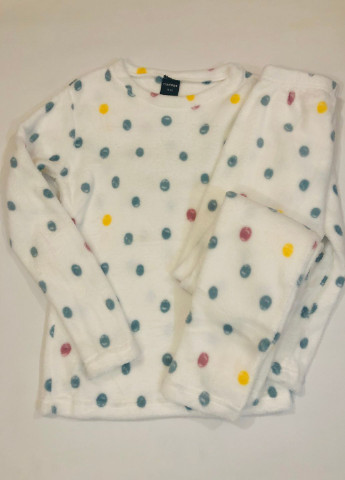 Белая зимняя теплая флисовая пижама девочке свитшот + брюки No Brand
