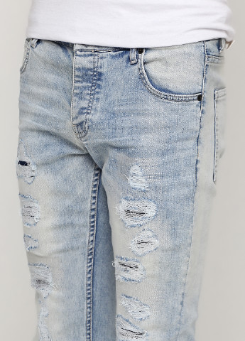 Голубые демисезонные скинни фит джинсы Solid