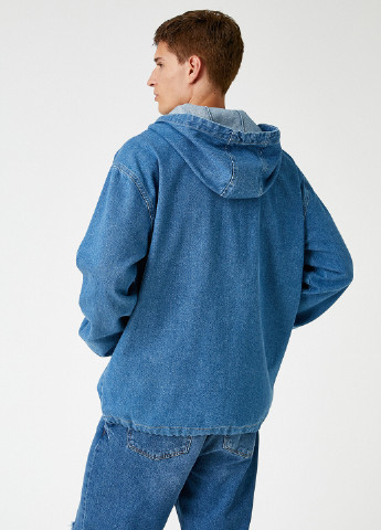 Куртка KOTON однотонный синий джинсовый