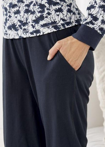 Темно-синяя всесезон пижама (лонгслив, брюки) лонгслив + брюки Esmara