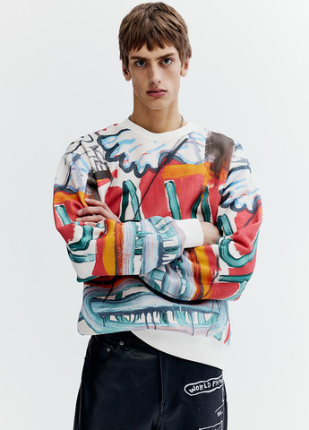 Кремовый свитшот H&M рисунок без декора (366276651)