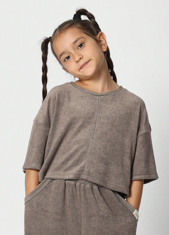 Кофейный демисезонный костюм (топ, брюки) брючный SHEIN