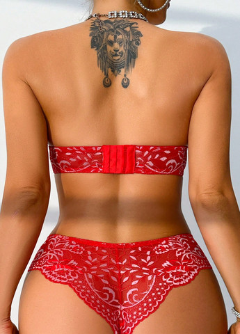 Красный демисезонный комплект (бюстгальтер, трусики) SHEIN