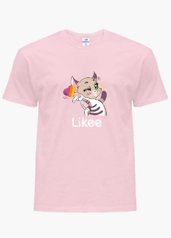 Рожева демісезонна футболка дитяча лайк котик (likee cat) (9224-1032) MobiPrint