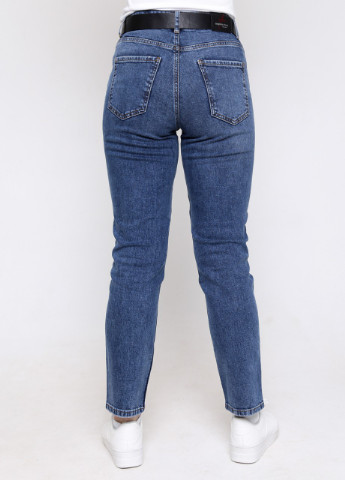 Джинсы женские синие МОМ тертые высокая посадка MOM Angelina Mara - (255073667)