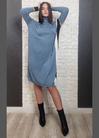 Голубое кэжуал платье платье-свитер di classe в полоску