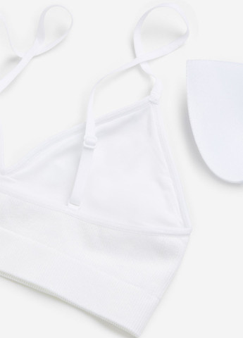Белый бралетт бюстгальтер H&M без косточек полиамид