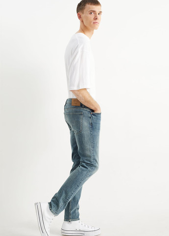 Темно-голубые демисезонные скинни джинсы C&A