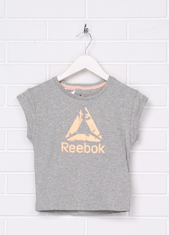 Серая летняя футболка с коротким рукавом Reebok